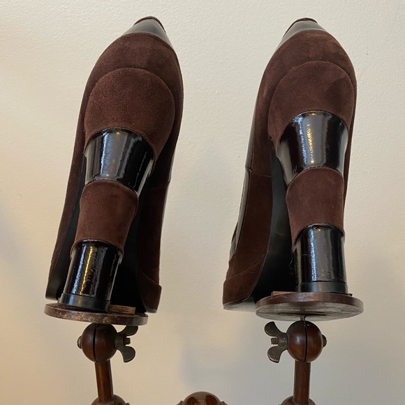 Biba chocolate suede and patent platform heels - Picture 4 of 6